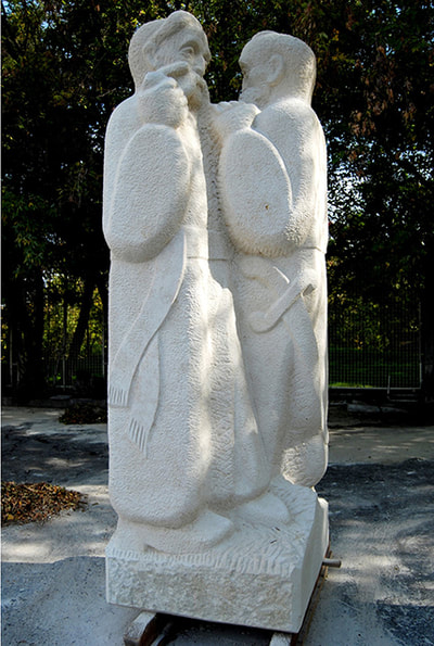 “Fraternization”, 2013, limestone, 280x100x100 cm, Zaporizhzhya, Ukraine.