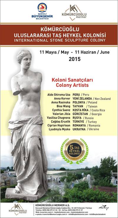 2015 – 5th KÖMÜRCÜOĞLU International Stone Sculpture Colony, travertine, Denizli, Turkey.                                                                                