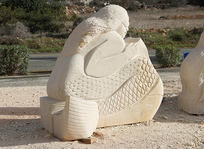 “Gorgona”, 2017, limestone, 190x200x130 cm, Ayia Napa, Cyprus, with other author.