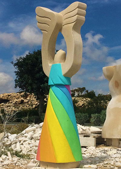 “Iris – Goddess of Rainbow”, 2017, limestone, 250x70x70 cm, Ayia Napa, Cyprus.              