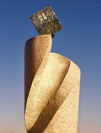 “Tornado”, 2018, granite, 420x110x110 cm, Aswan, Egypt.